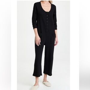 HATCH womens black waffle The Daily Feed Maternity Jumpsuit crop size 1 small